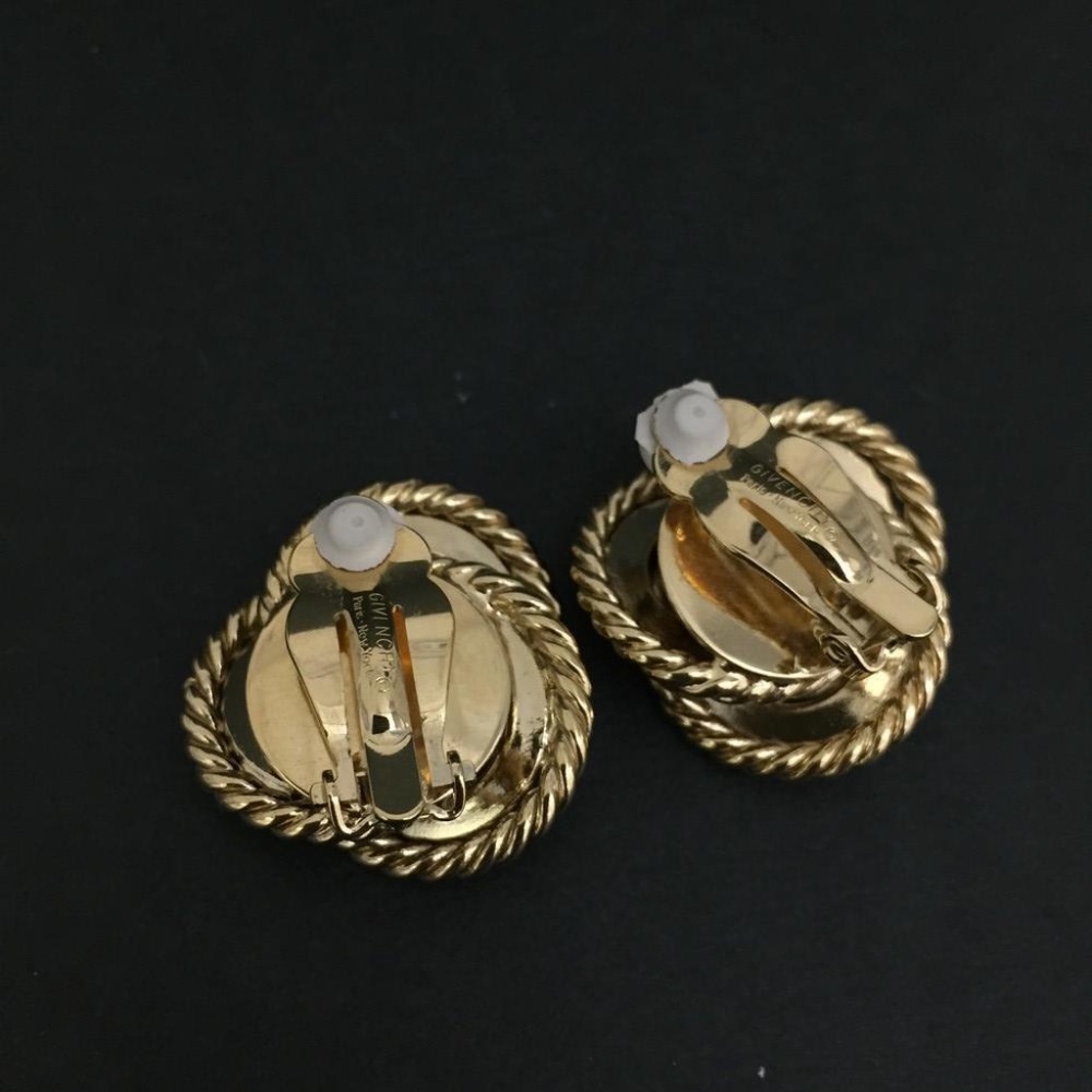 GIVENCHY Love Twist Gold Tone Earring Large Swirl Vintage 1" Clip On Authentic - Picture 10 of 13